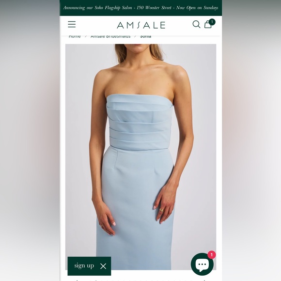 Amsale Sonia Ice Blue Bridesmaid Dress